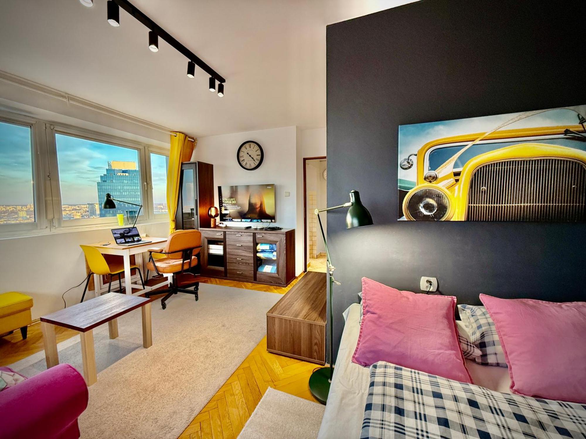 Super Apartment Yellow 2X Metro Fast Wifi 1 Gbs Netflix Panorama Miasta Warszawa Eksteriør billede