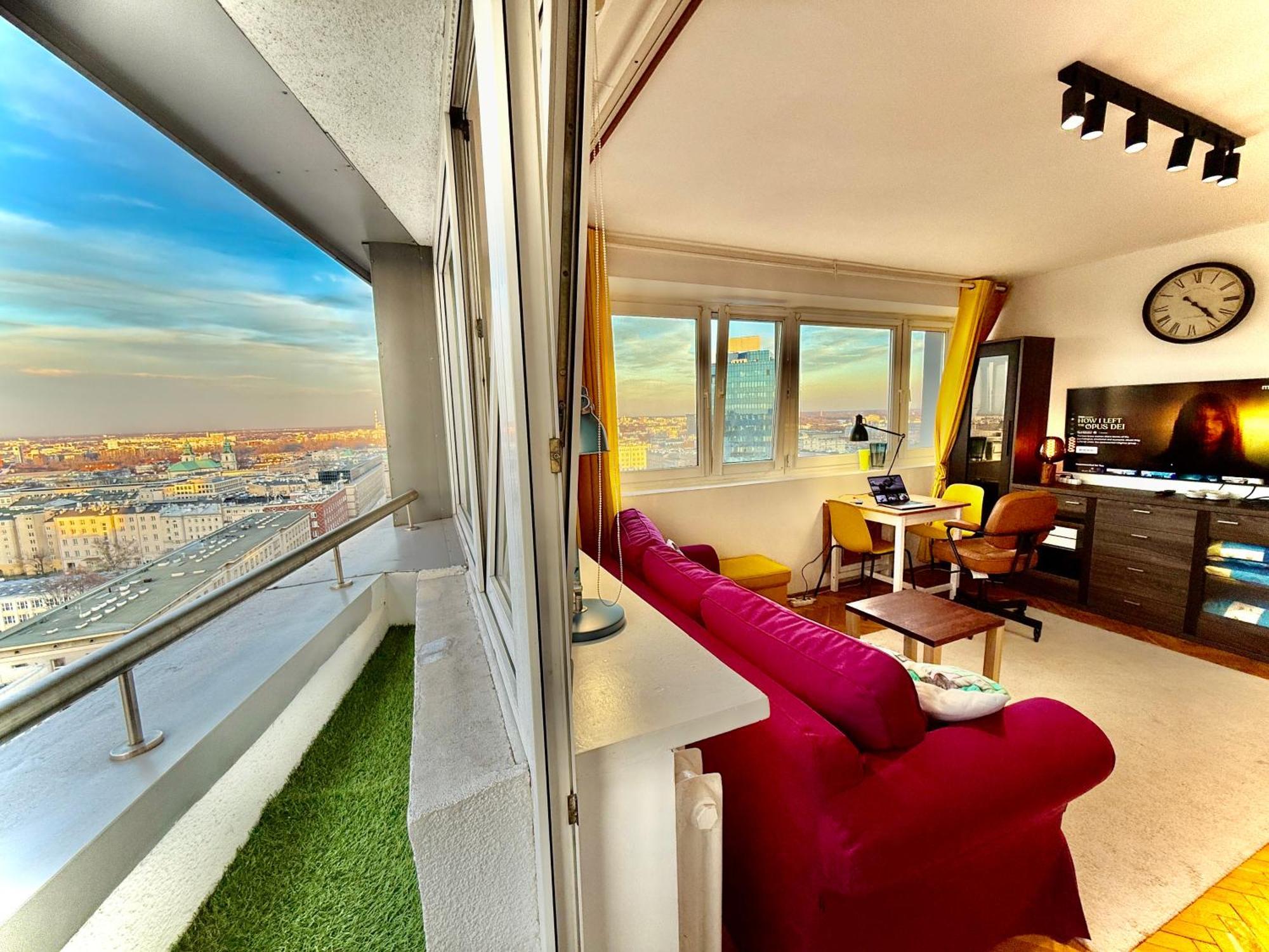 Super Apartment Yellow 2X Metro Fast Wifi 1 Gbs Netflix Panorama Miasta Warszawa Eksteriør billede