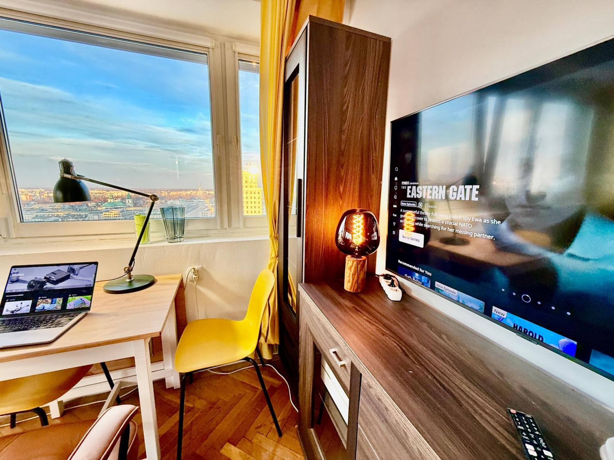 Super Apartment Yellow 2X Metro Fast Wifi 1 Gbs Netflix Panorama Miasta Warszawa Eksteriør billede