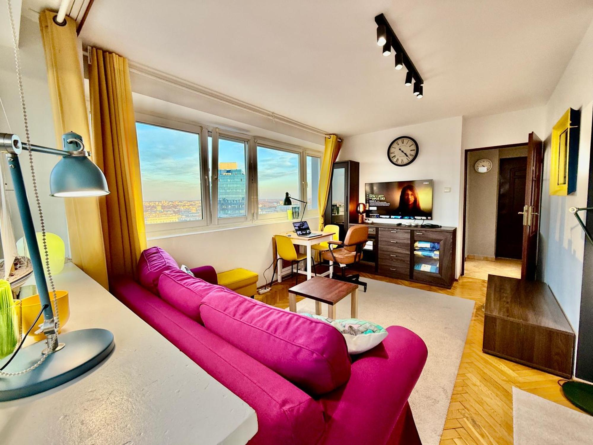 Super Apartment Yellow 2X Metro Fast Wifi 1 Gbs Netflix Panorama Miasta Warszawa Eksteriør billede