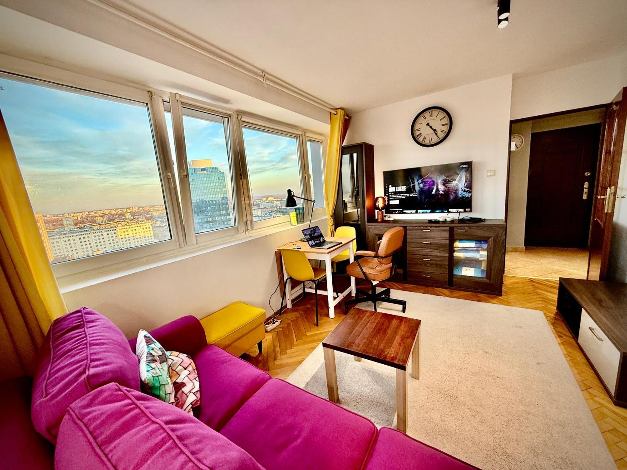 Super Apartment Yellow 2X Metro Fast Wifi 1 Gbs Netflix Panorama Miasta Warszawa Eksteriør billede